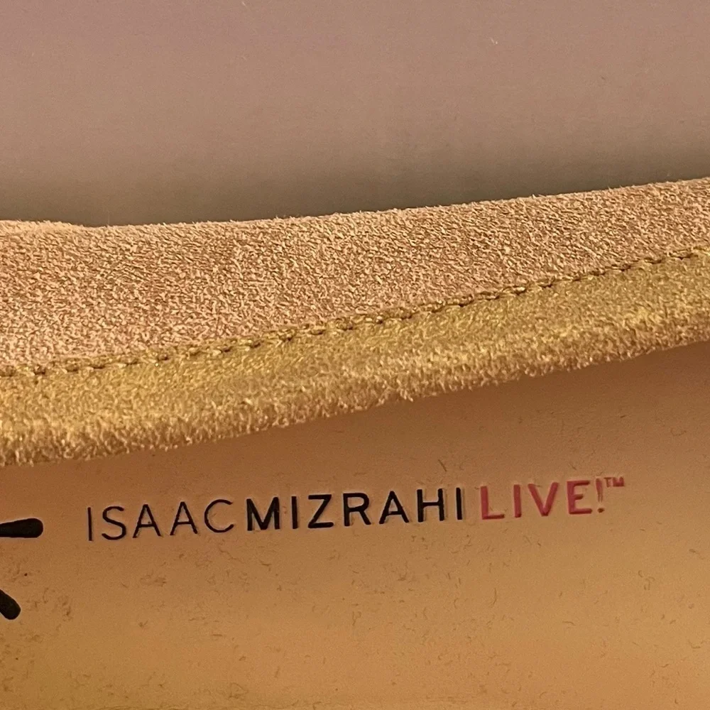 Isaac Mizrahi Women’s Dusty Rose/Gold Flats, ZOE Loafers, Leather; Size 9.5W
